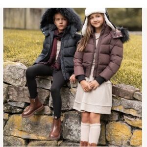 AliPicks down bomber thumbhole many pockets Black Fur Hooded Jacket coat